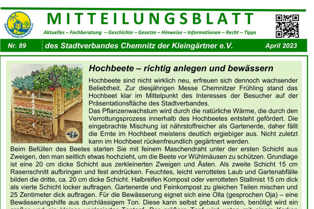 Mitteilungsblatt Nr. 89 April 23 – Stadtverband der Kleingärtner Chemnitz e. V.