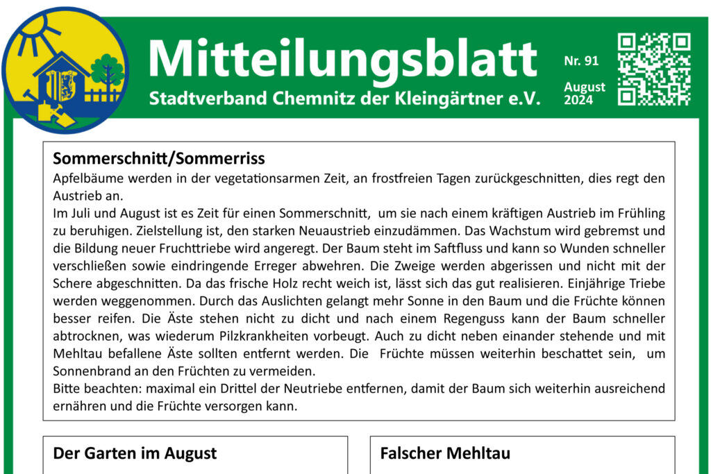 Mitteilungsblatt Nr. 91 August 24 – Stadtverband der Kleingärtner Chemnitz e. V.