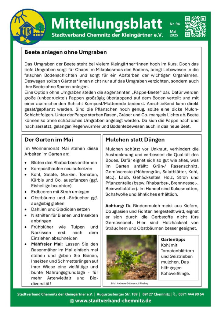 Mitteilungsblatt Nr. 94 Mai 2025 – Stadtverband der Kleingärtner Chemnitz e. V.
