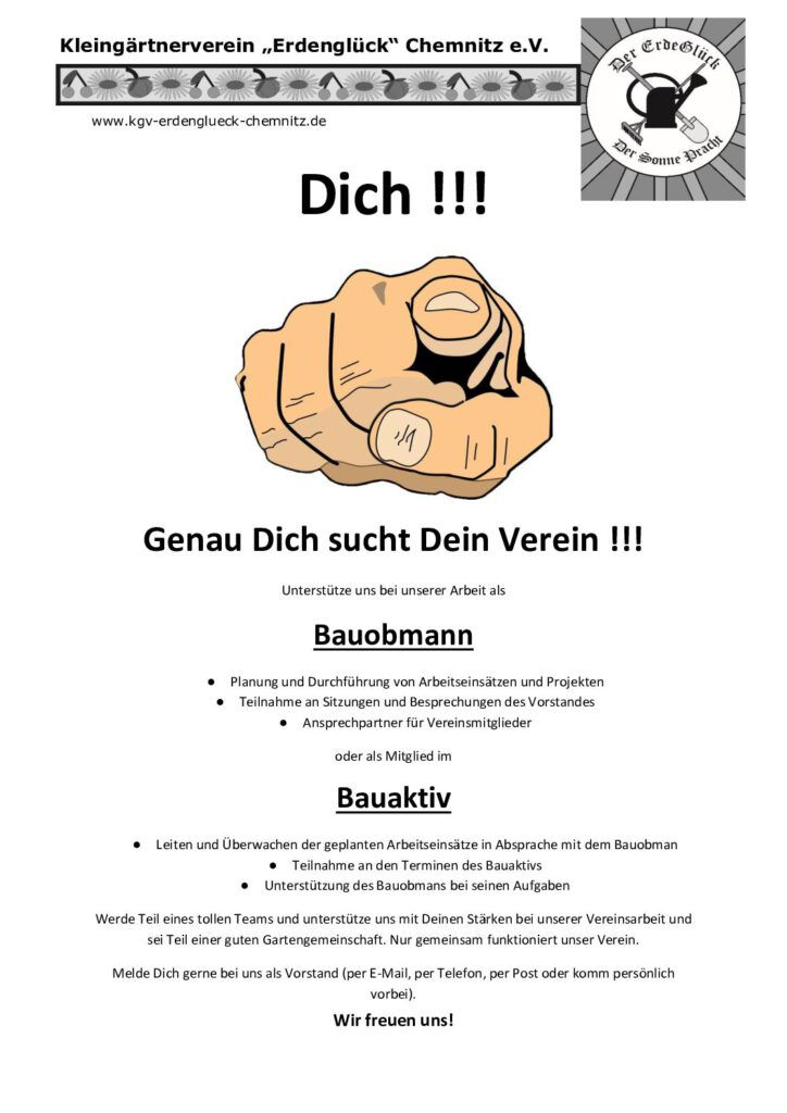 Gesucht: Bauobmann und Mitglieder für das Bauaktiv